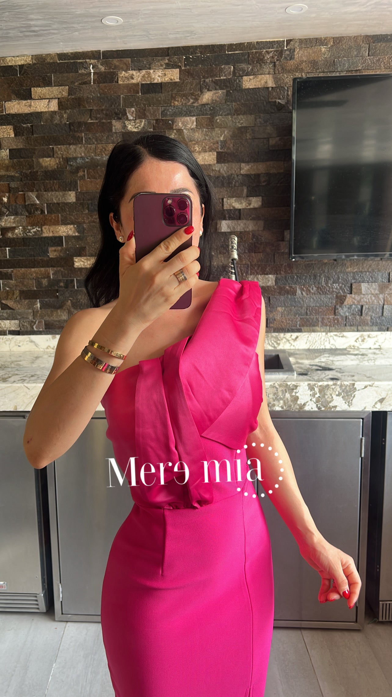 Vestido rosa f hombro sat