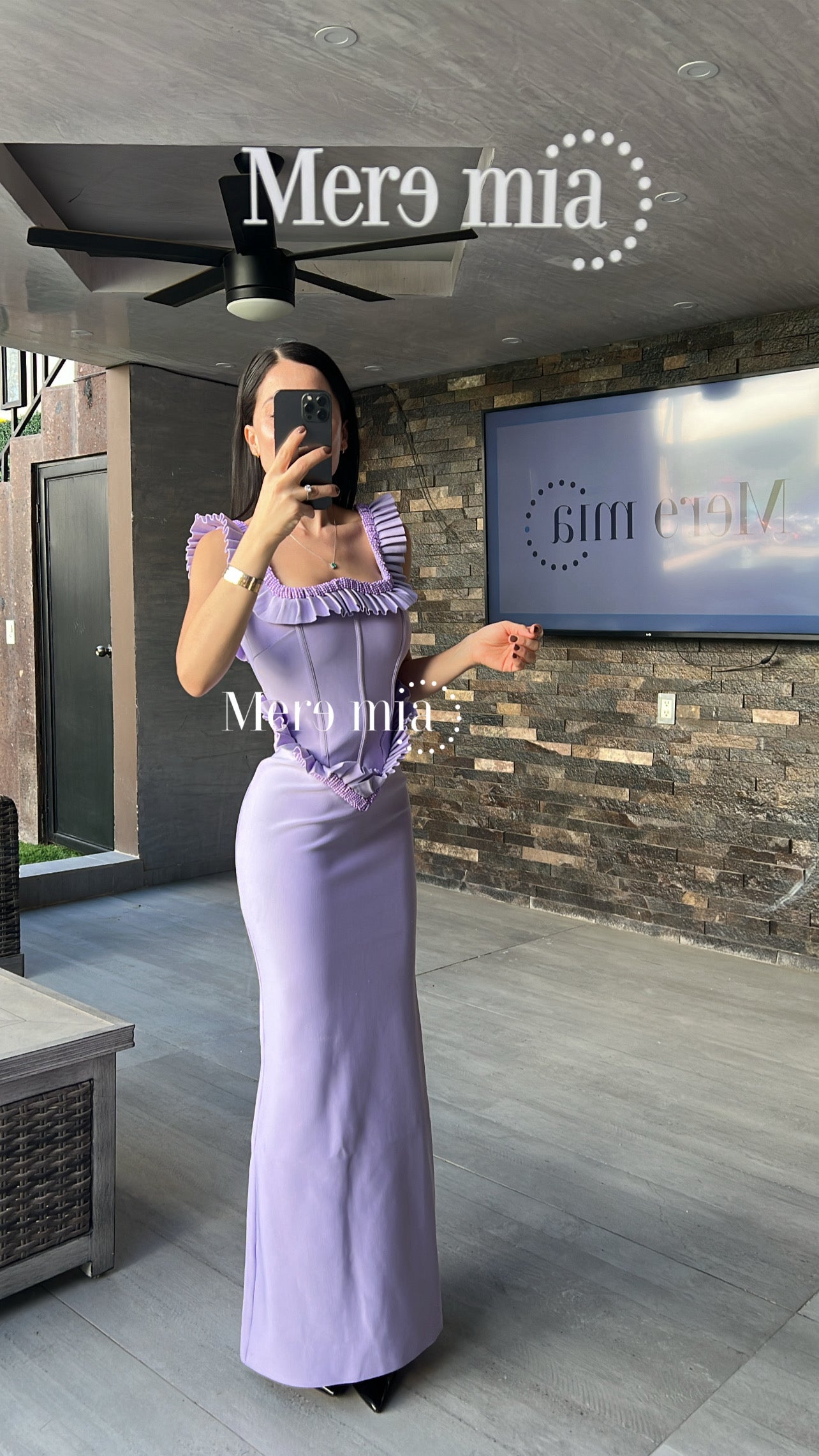 Vestido lila plisado lent