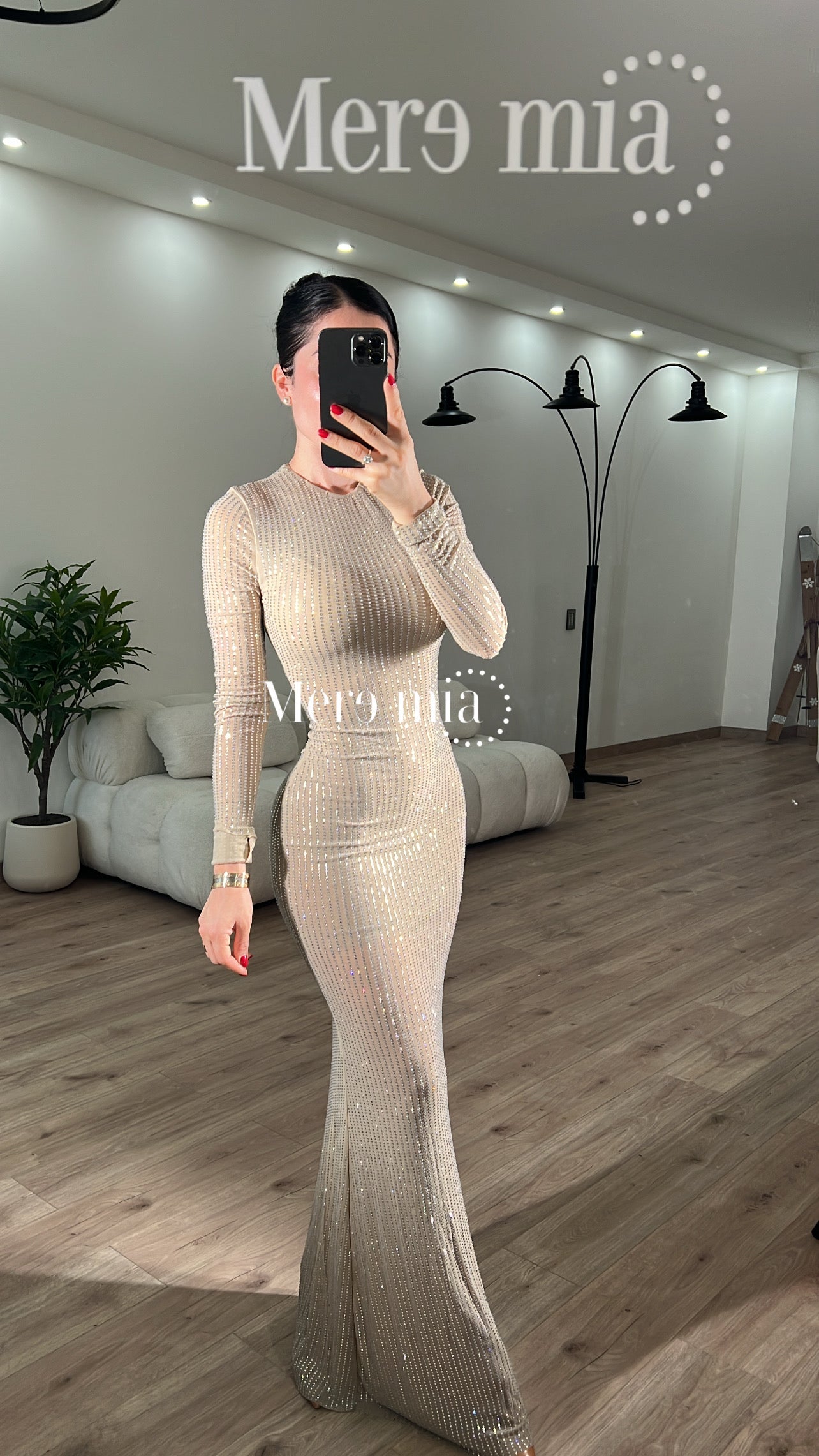 Vestido puntos rayas plata