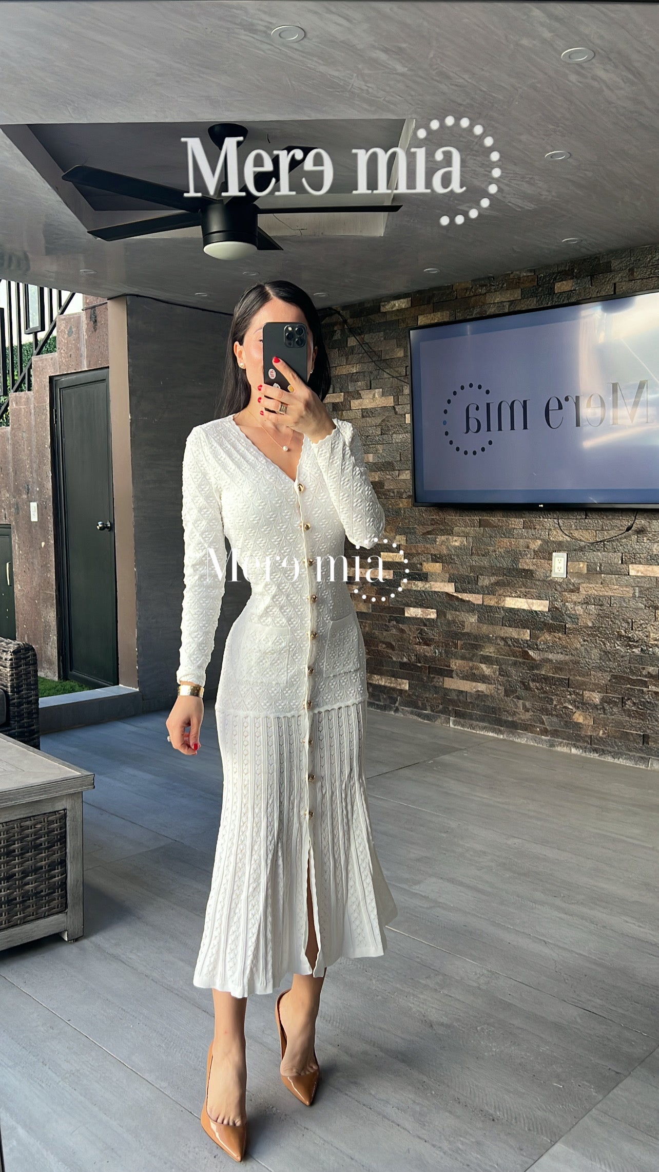 Vestido blanco rayado botones