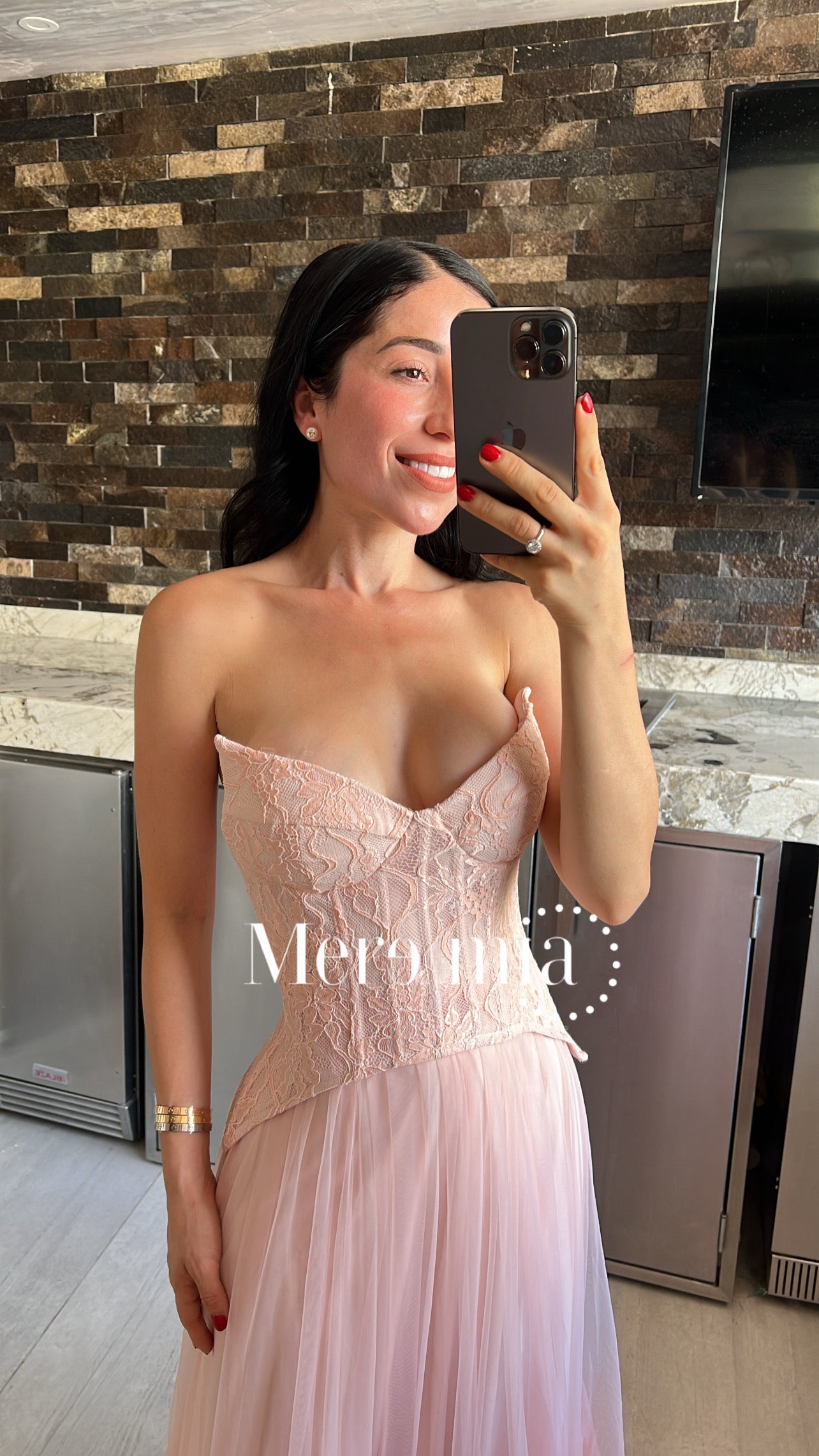 Vestido rosa seco tul
