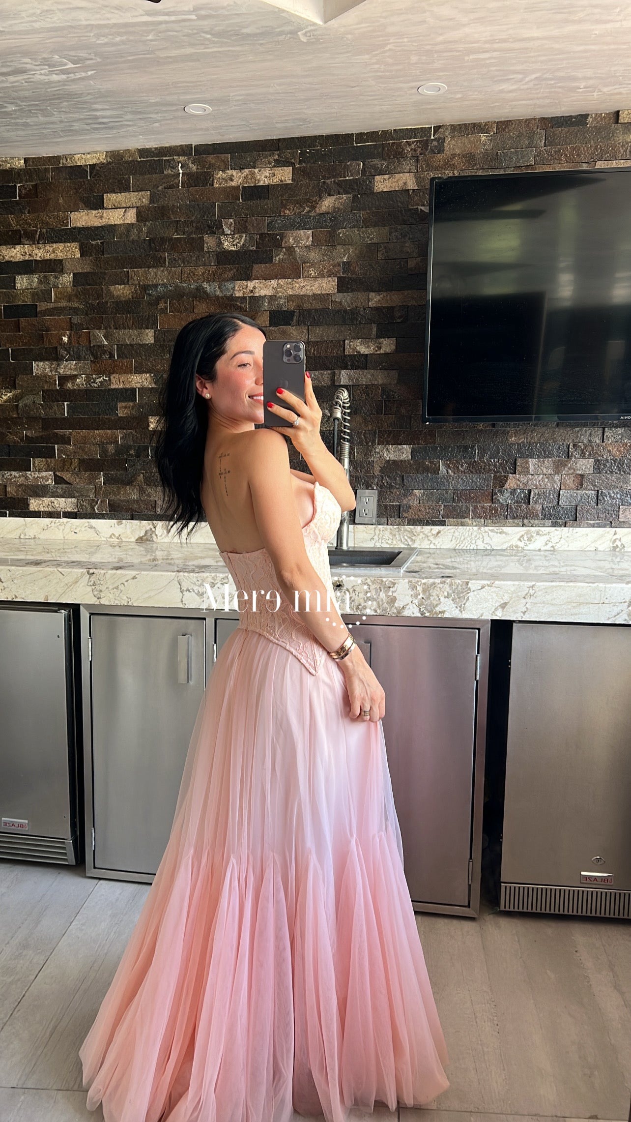 Vestido rosa seco tul