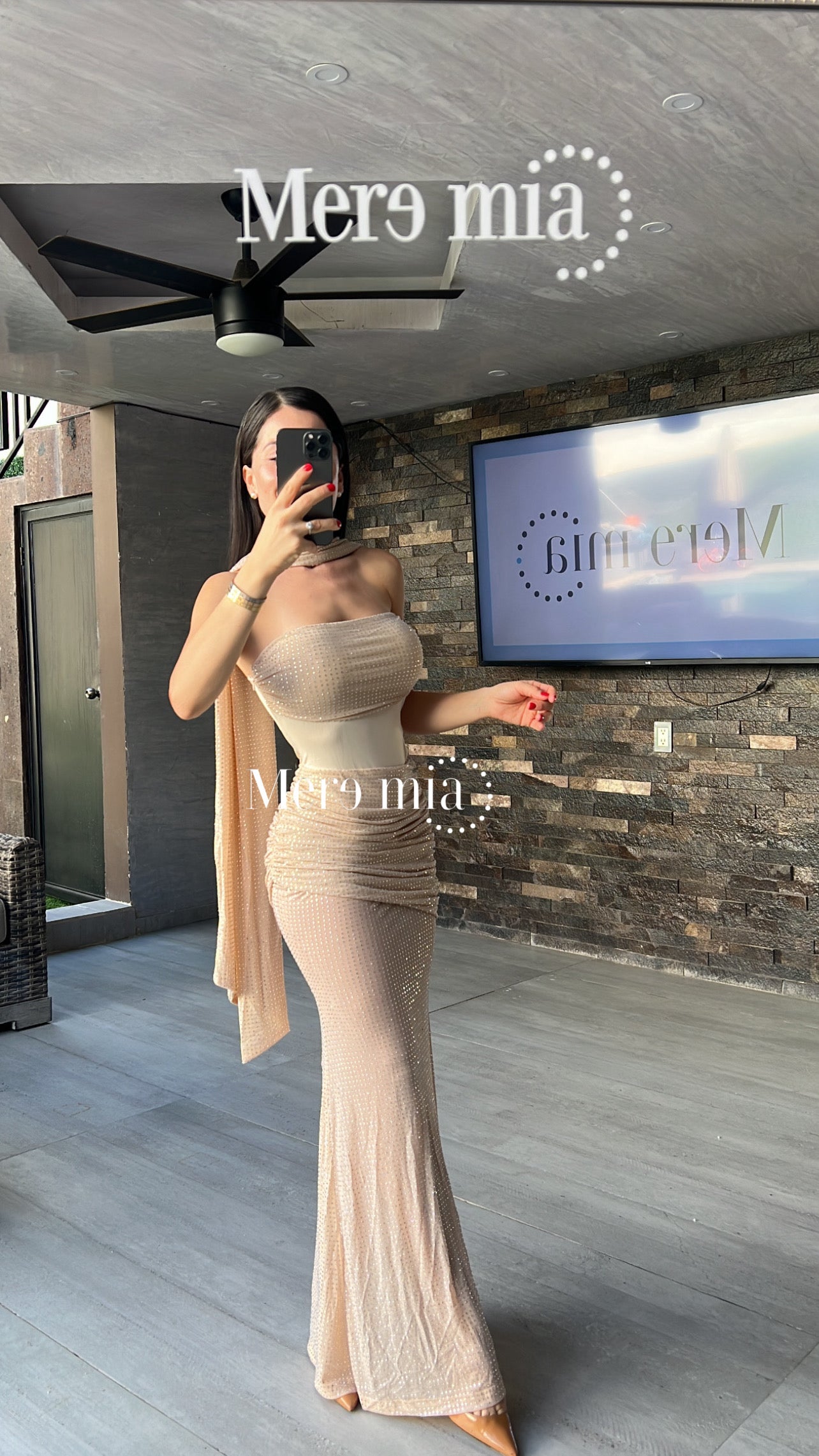 Vestido puntos plata malla