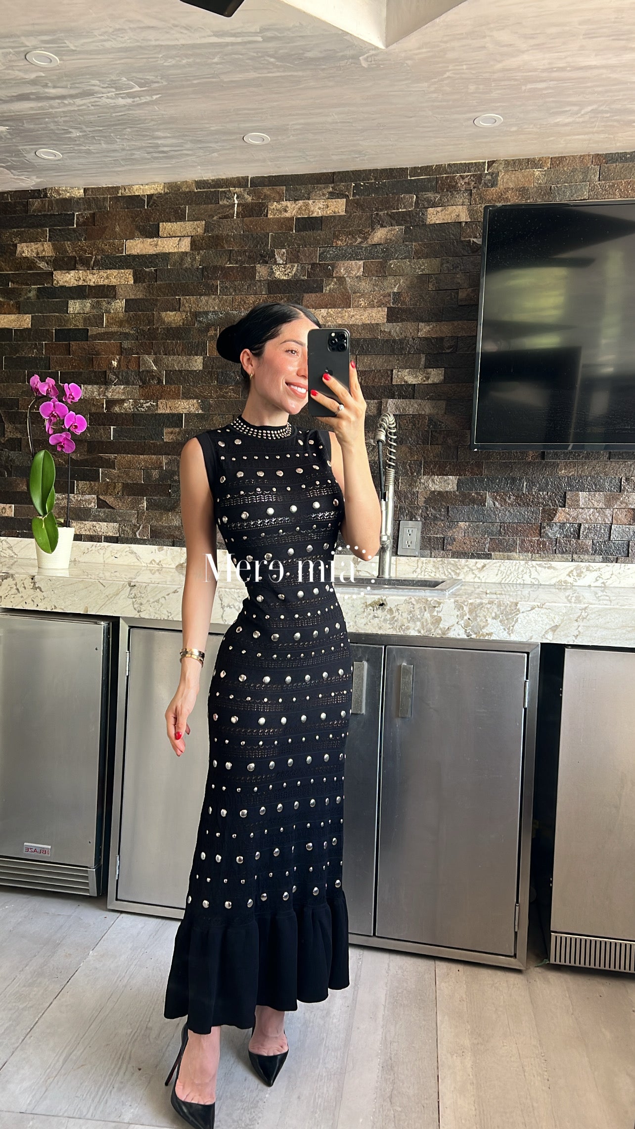 Vestido estoperoles olanes