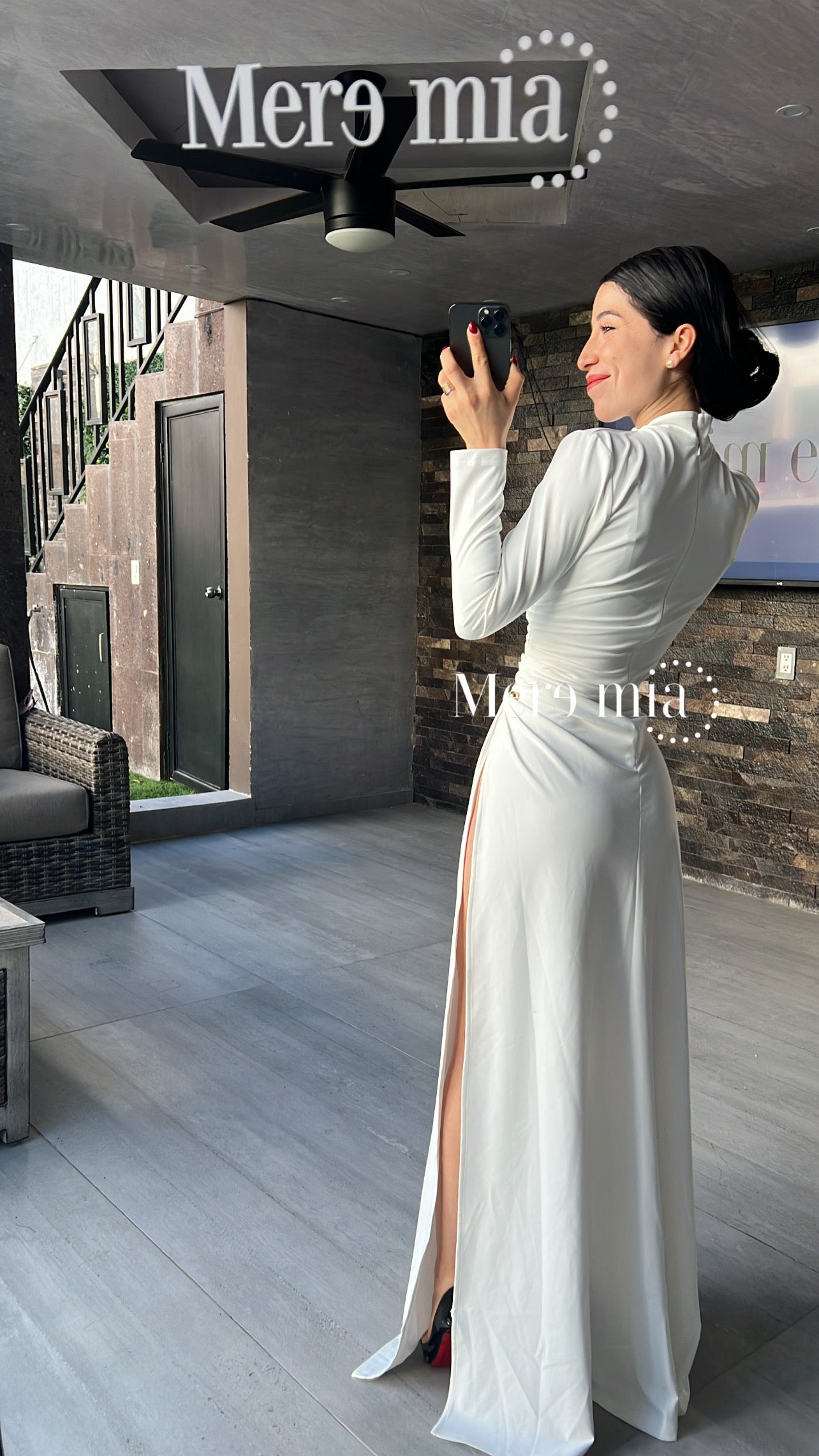 Vestido blanco plisado largo