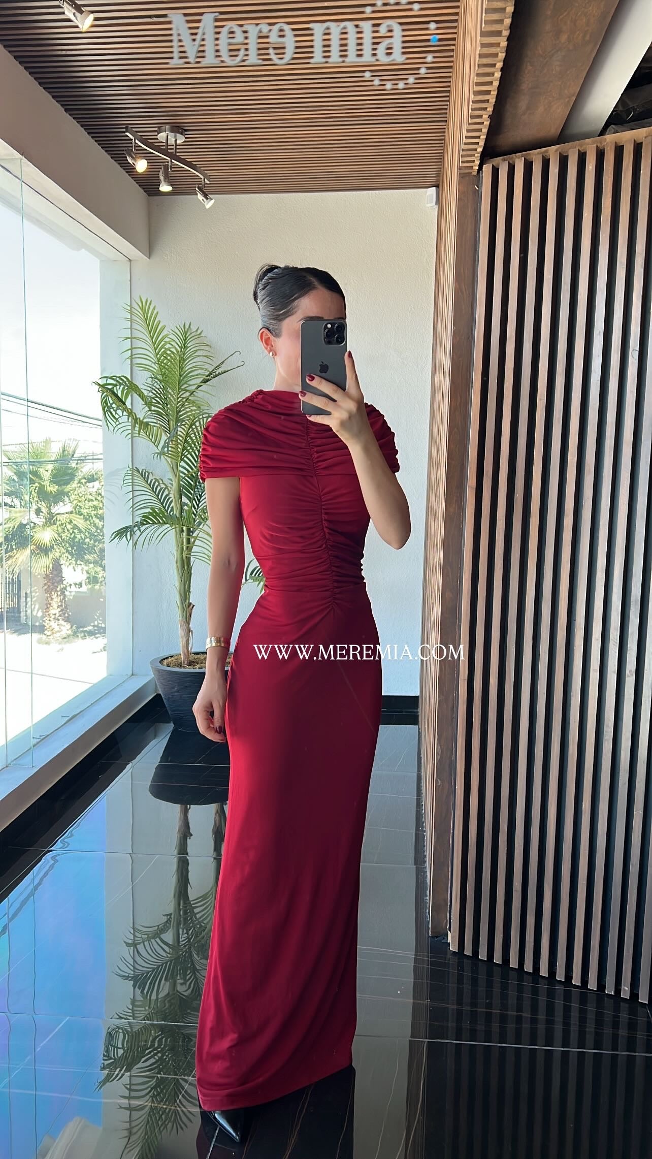Vestido chal plisado cuello
