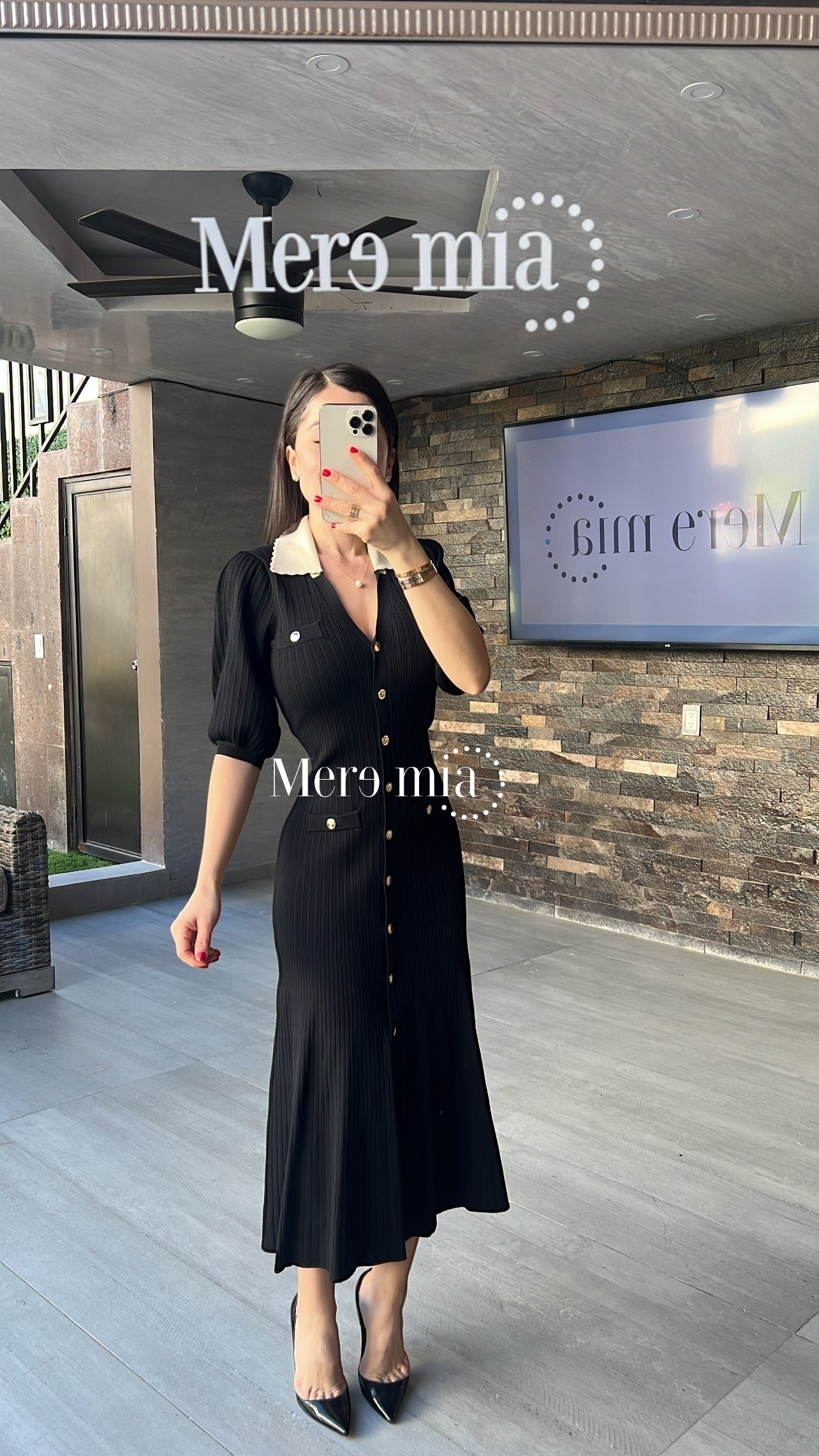 Vestido negro rayado mc