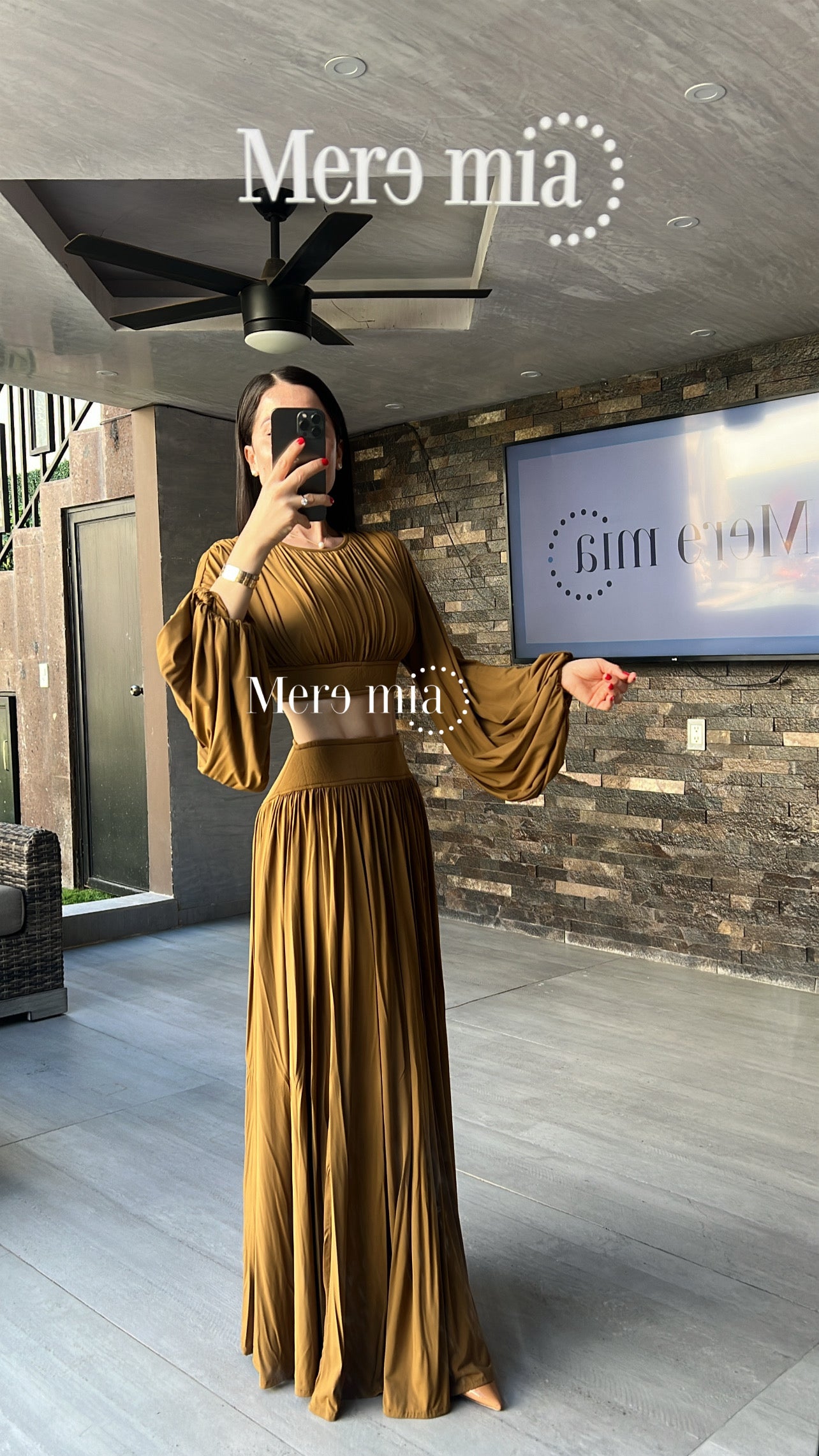 Conjunto plisado mangas bombachas