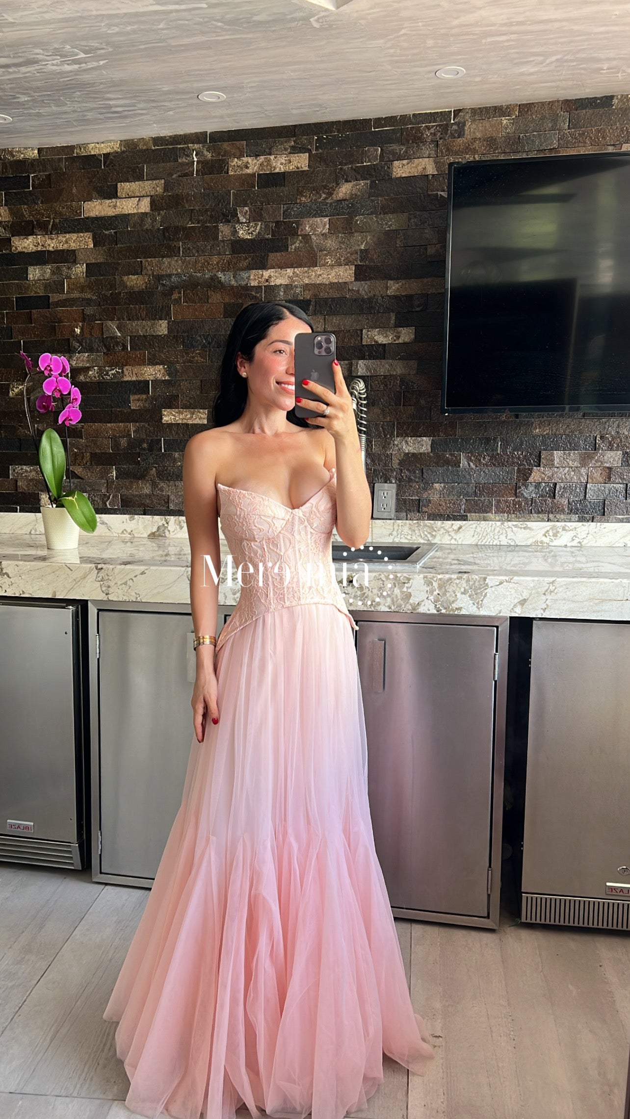 Vestido rosa seco tul