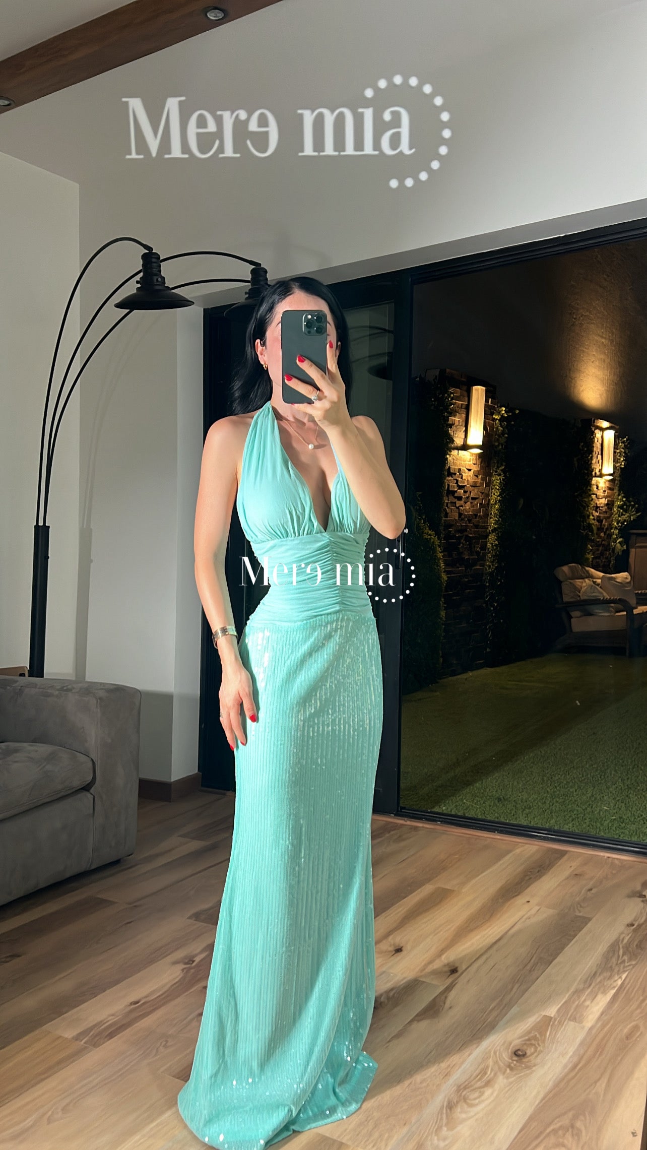 Vestido menta halter v