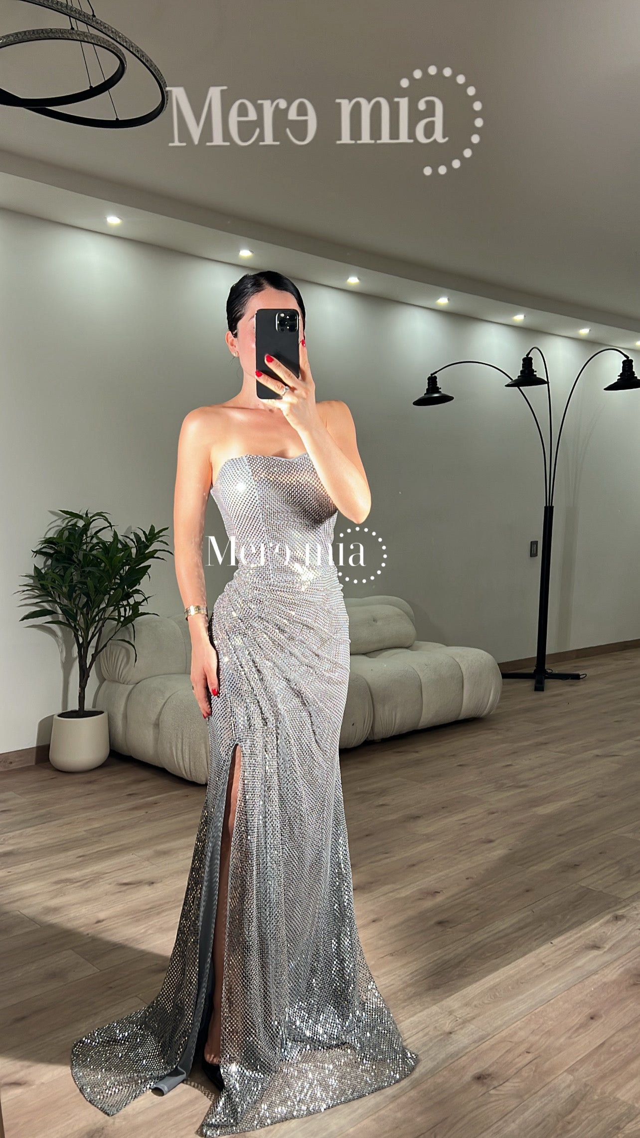 Vestido plata asimétrico