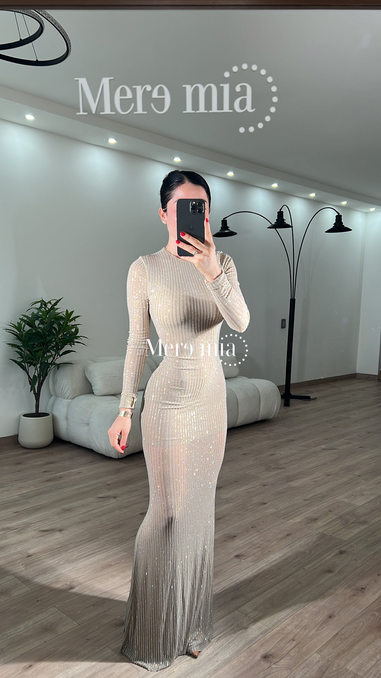 Vestido puntos rayas plata