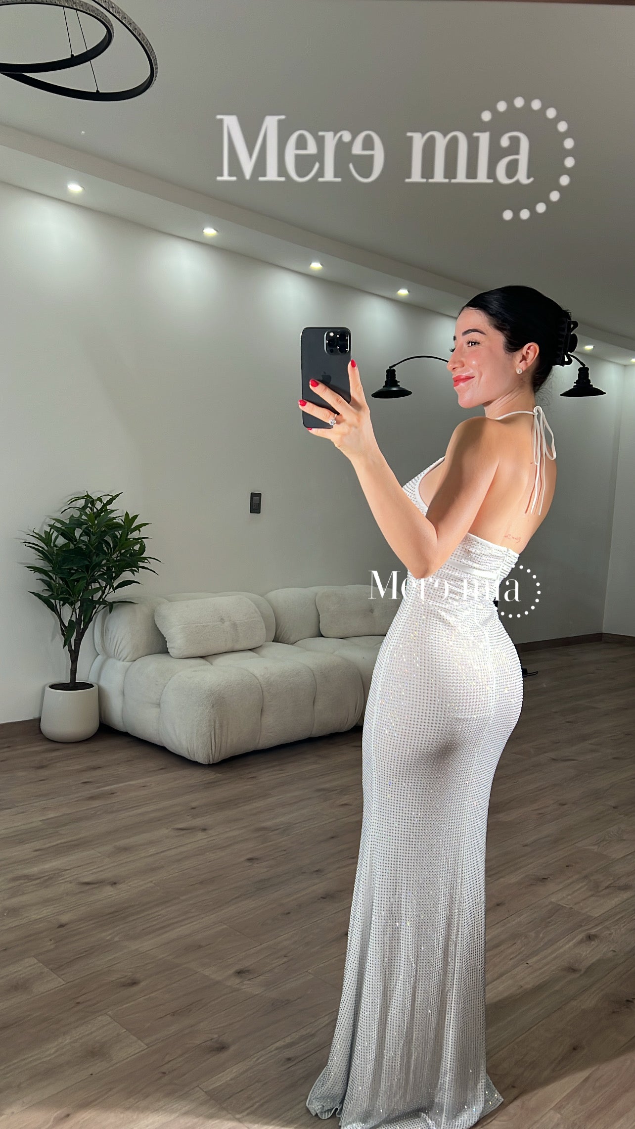 Vestido blanco moño puntos