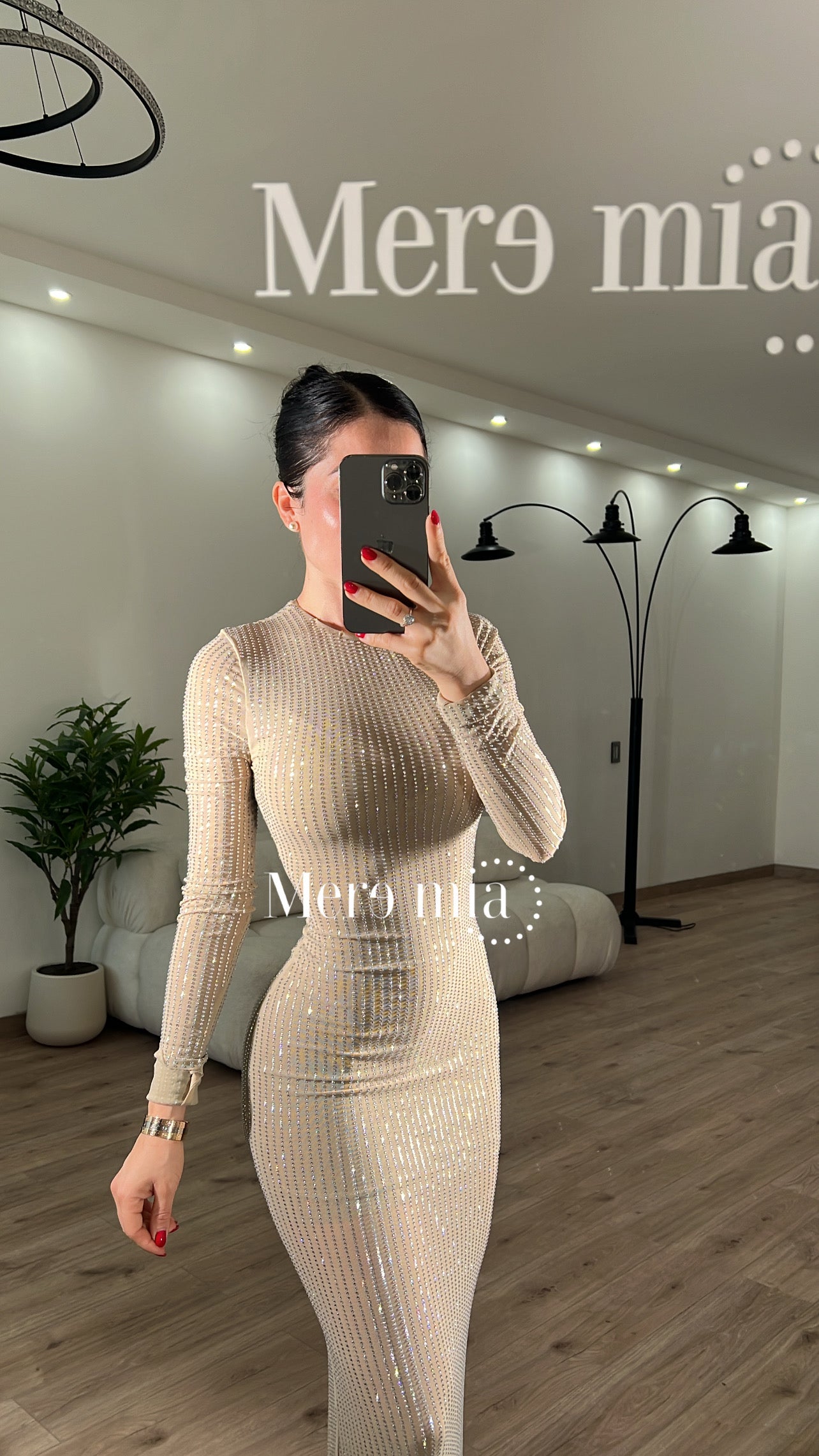 Vestido puntos rayas plata