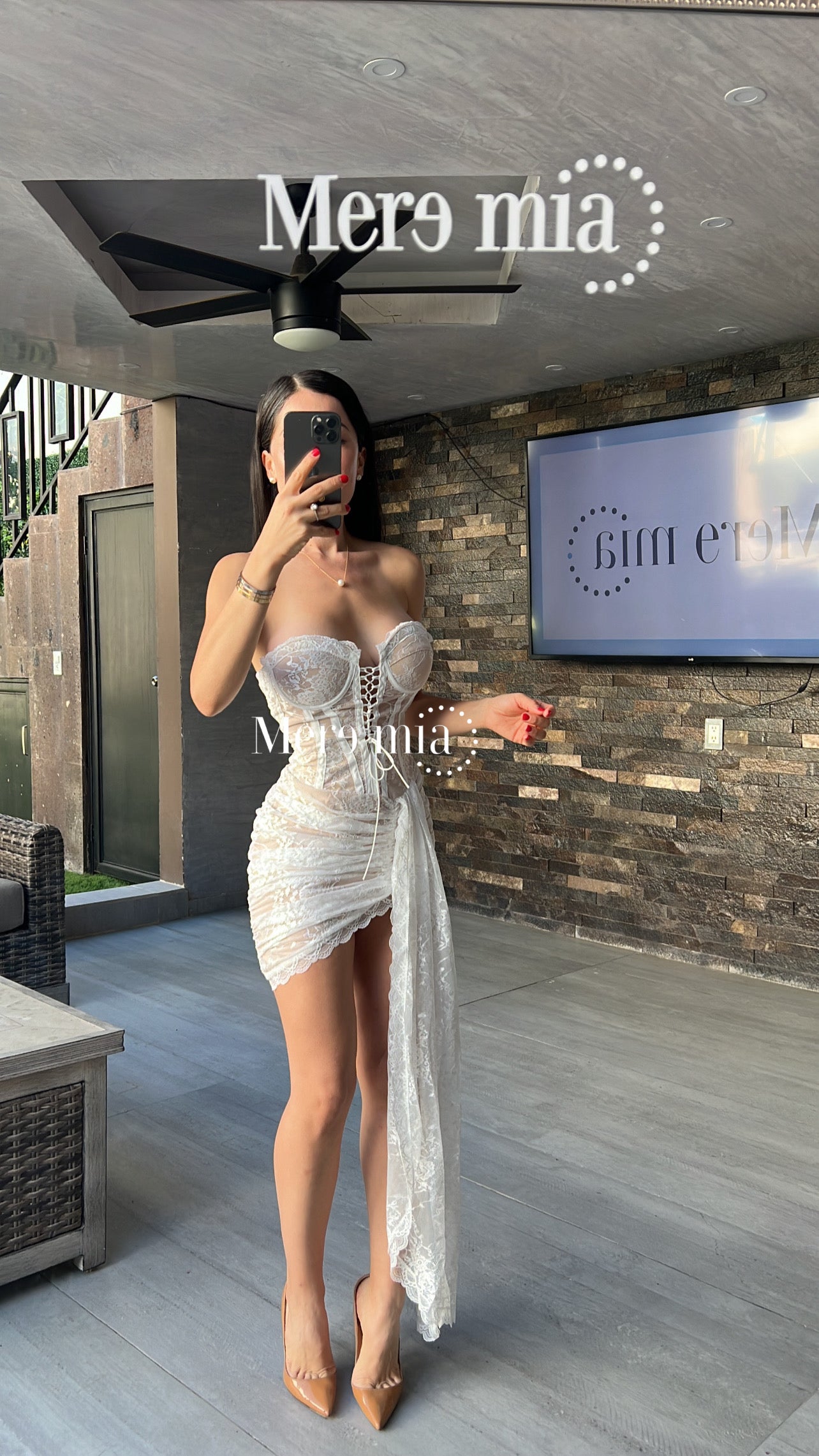 Vestido blanco encaje cintas