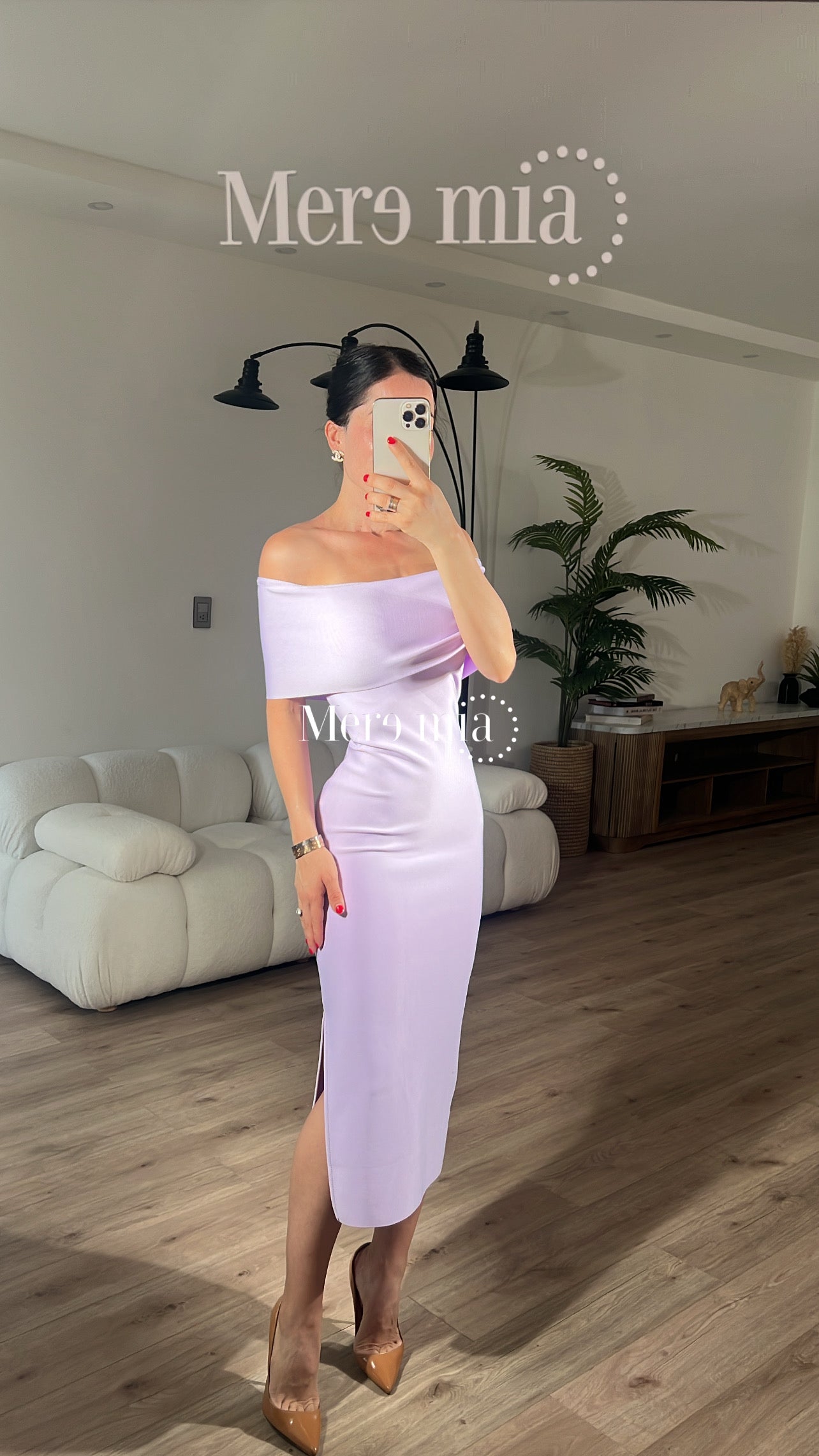 Vestido lila hombros olan