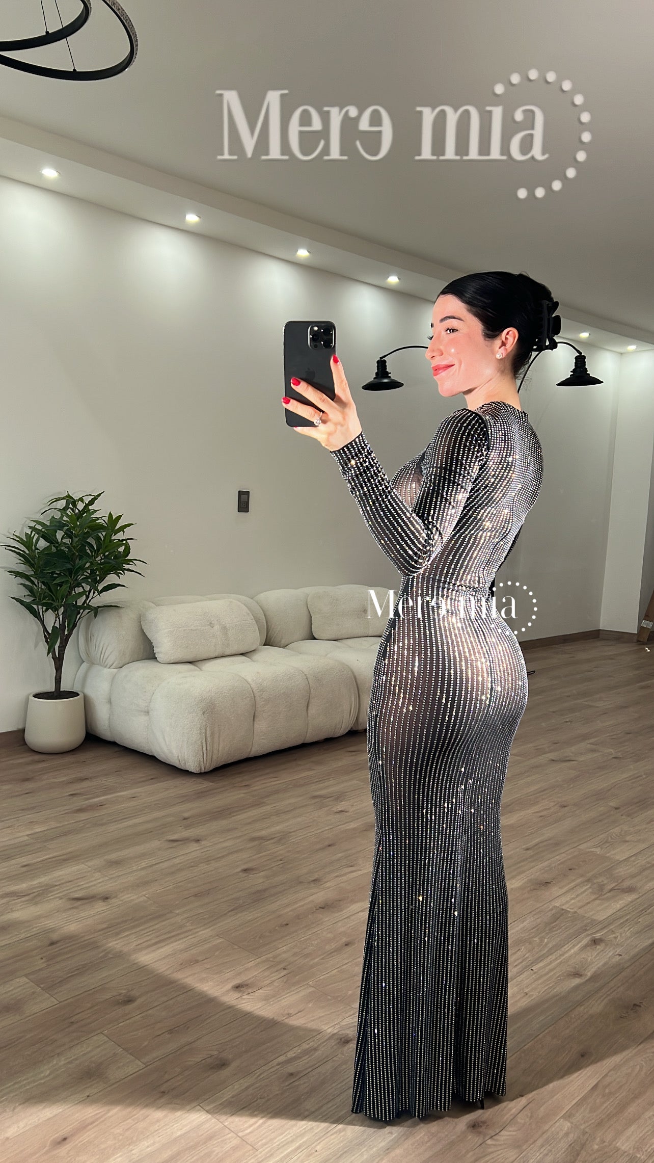 Vestido puntos rayas plata