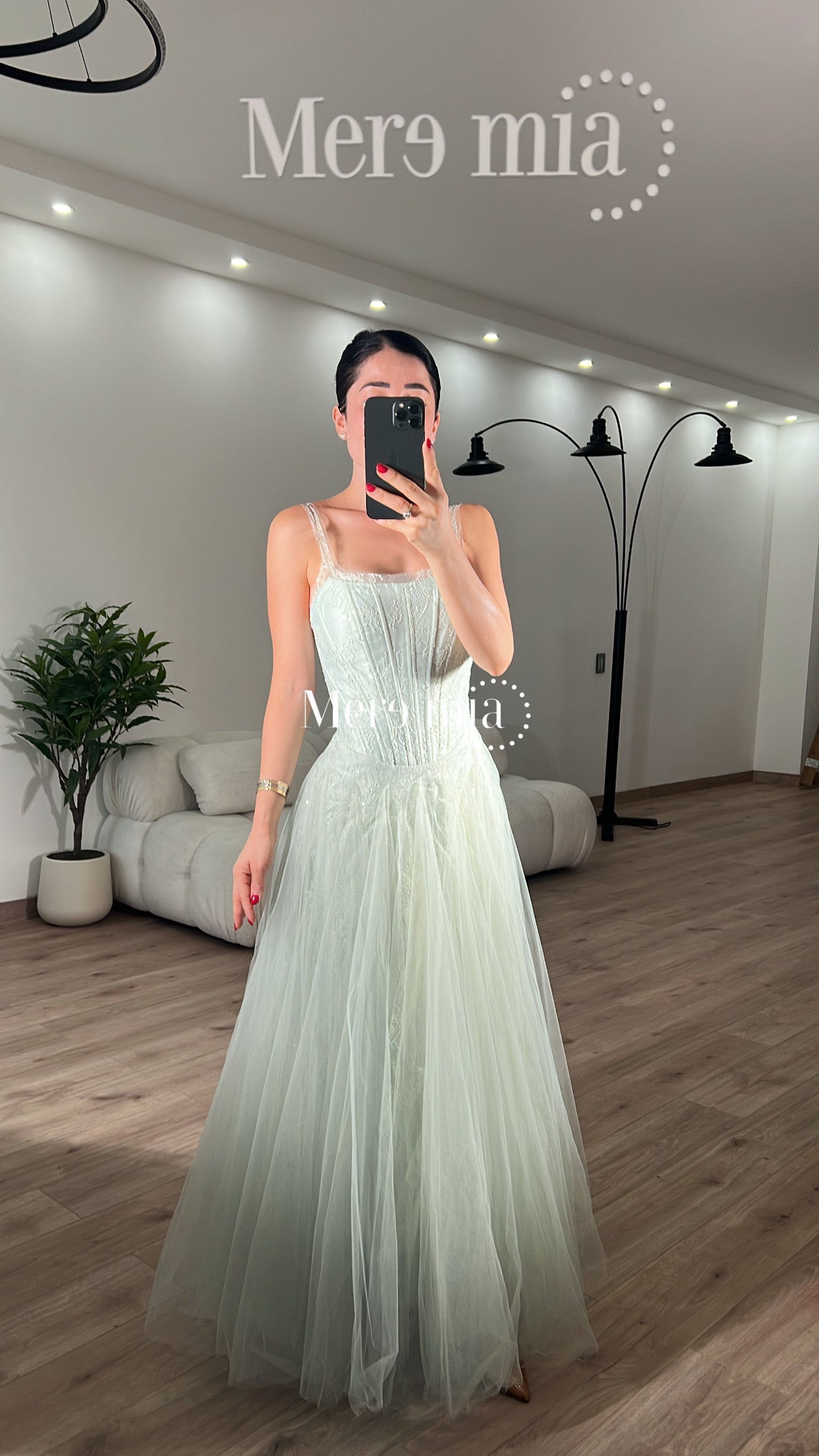 Vestido verde tul strapples