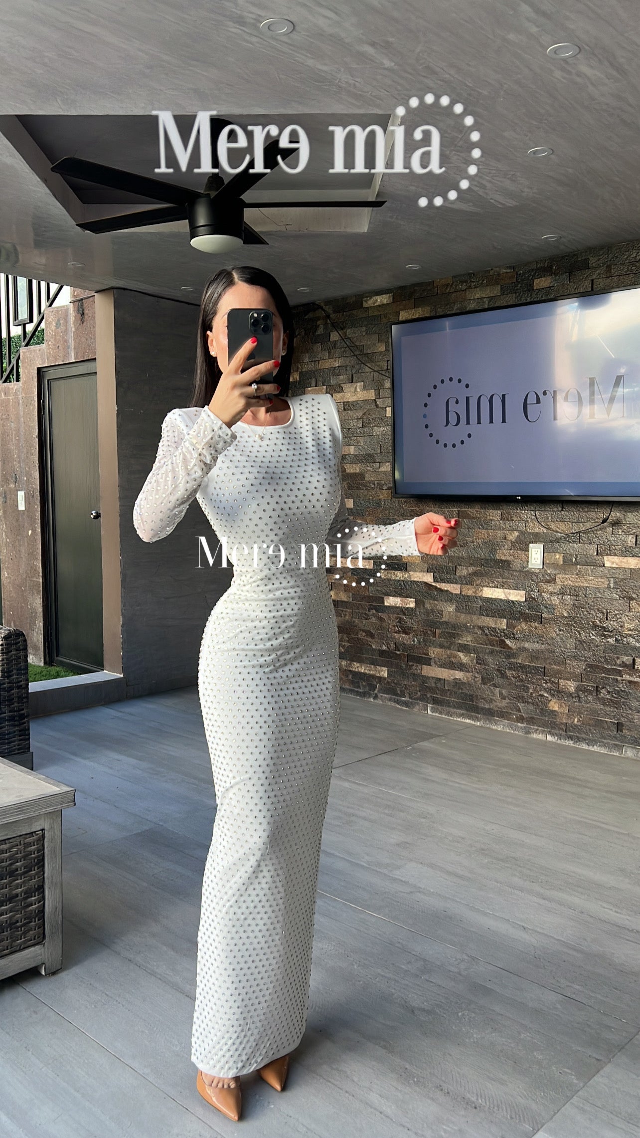 Vestido blanco puntos espalda