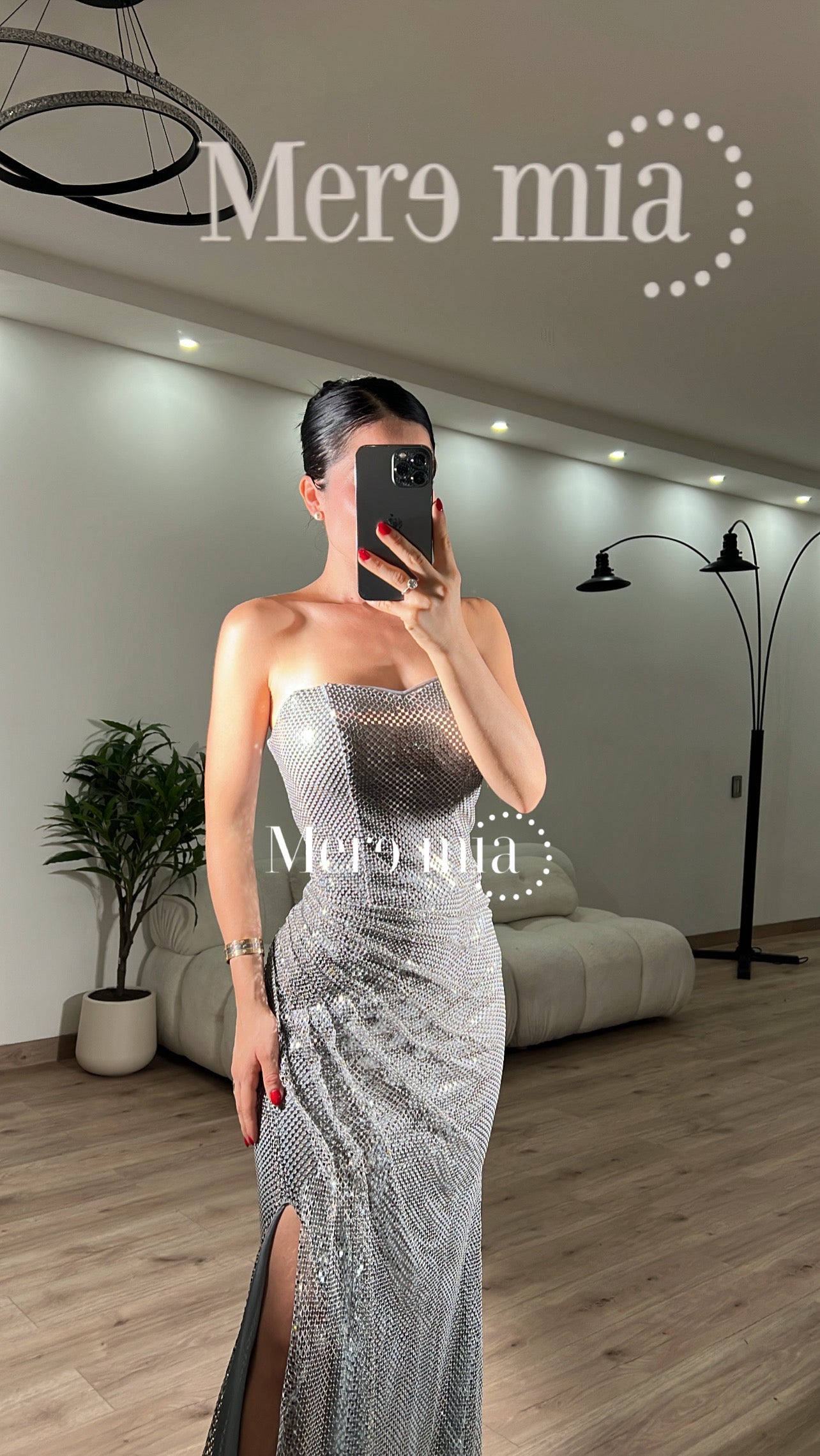 Vestido plata asimétrico