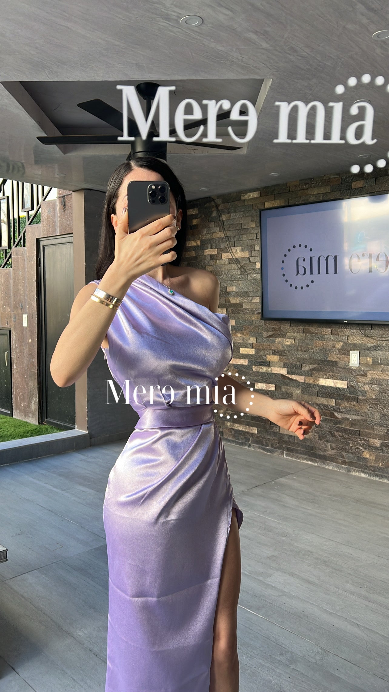 Vestido lila sat hombro