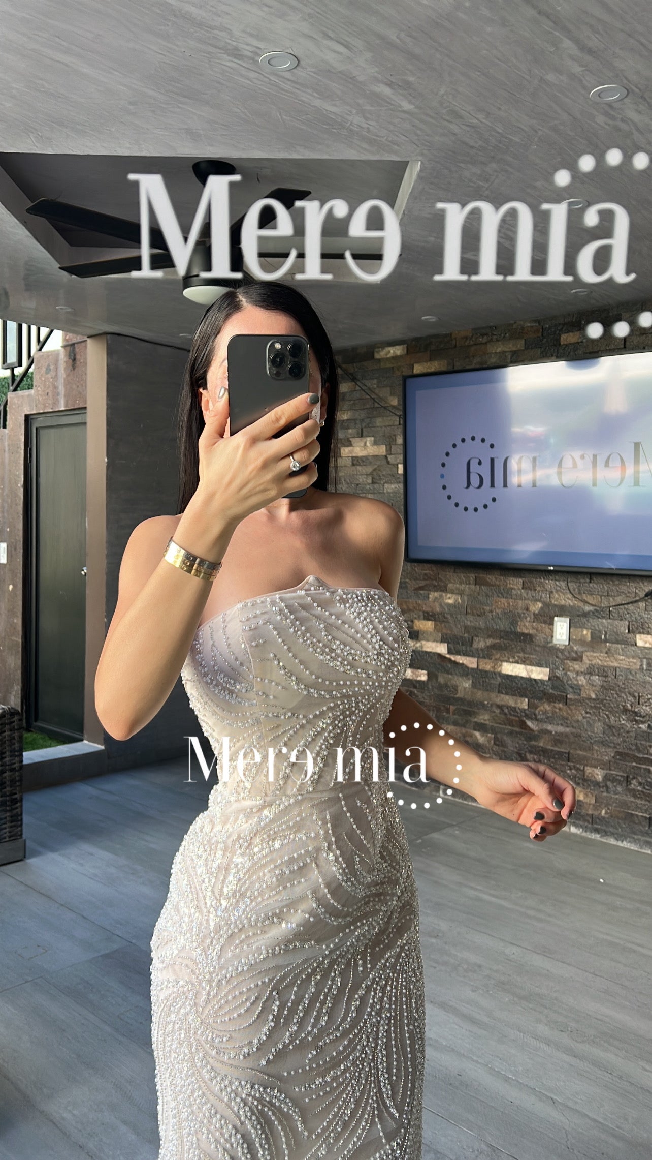 Vestido blanco perlas largo