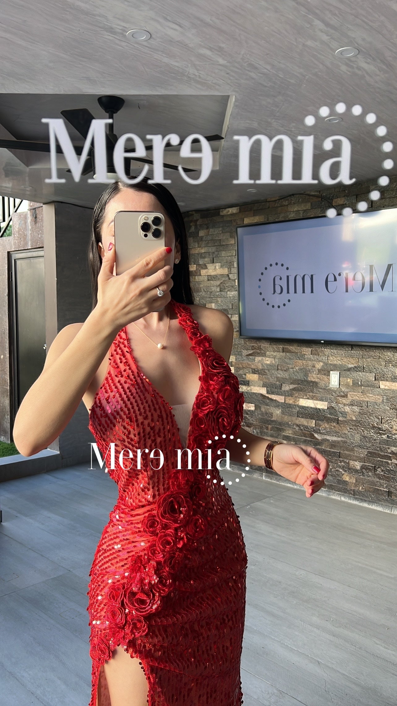 Vestido rojo flores halter