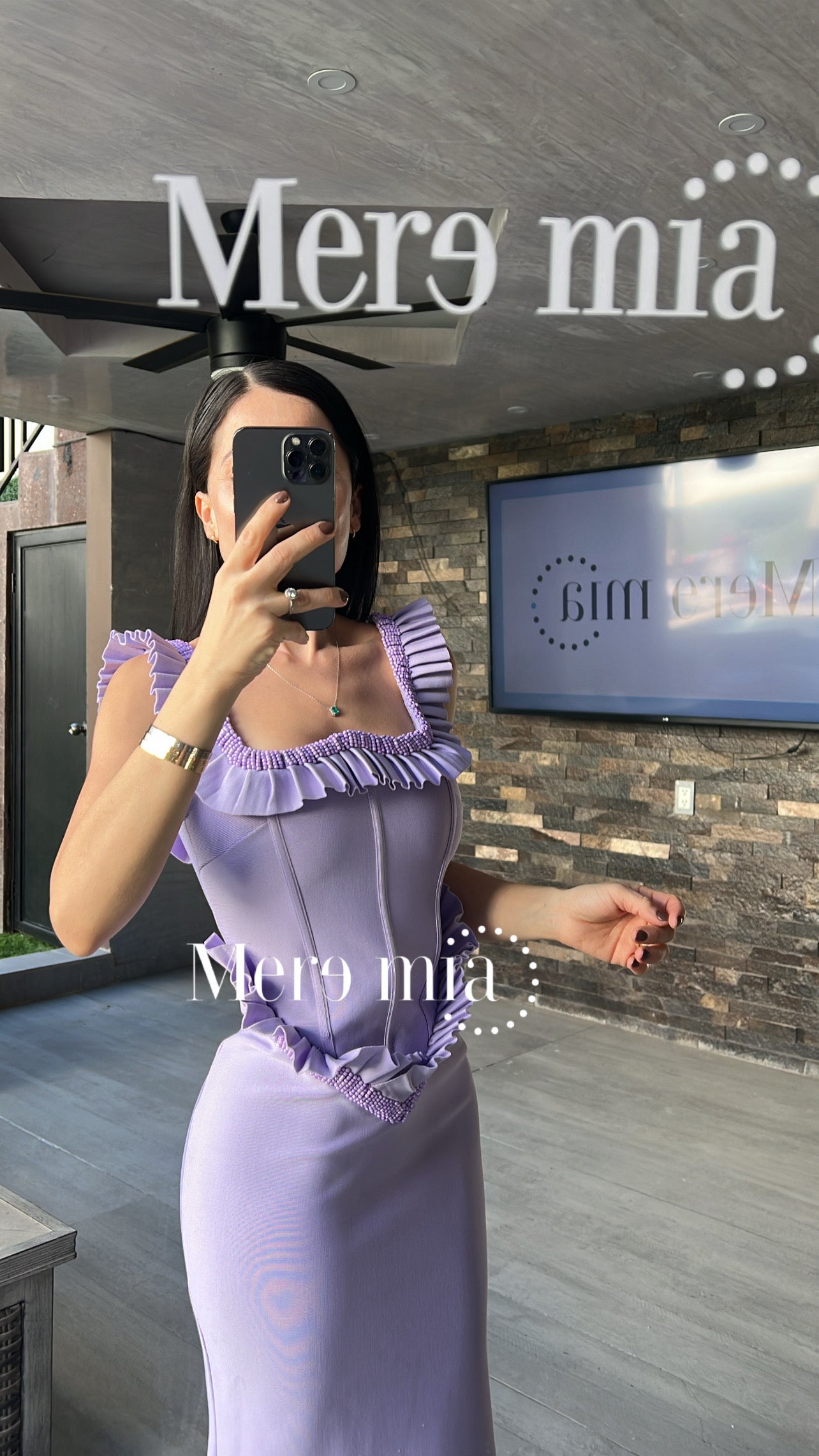 Vestido lila plisado lent