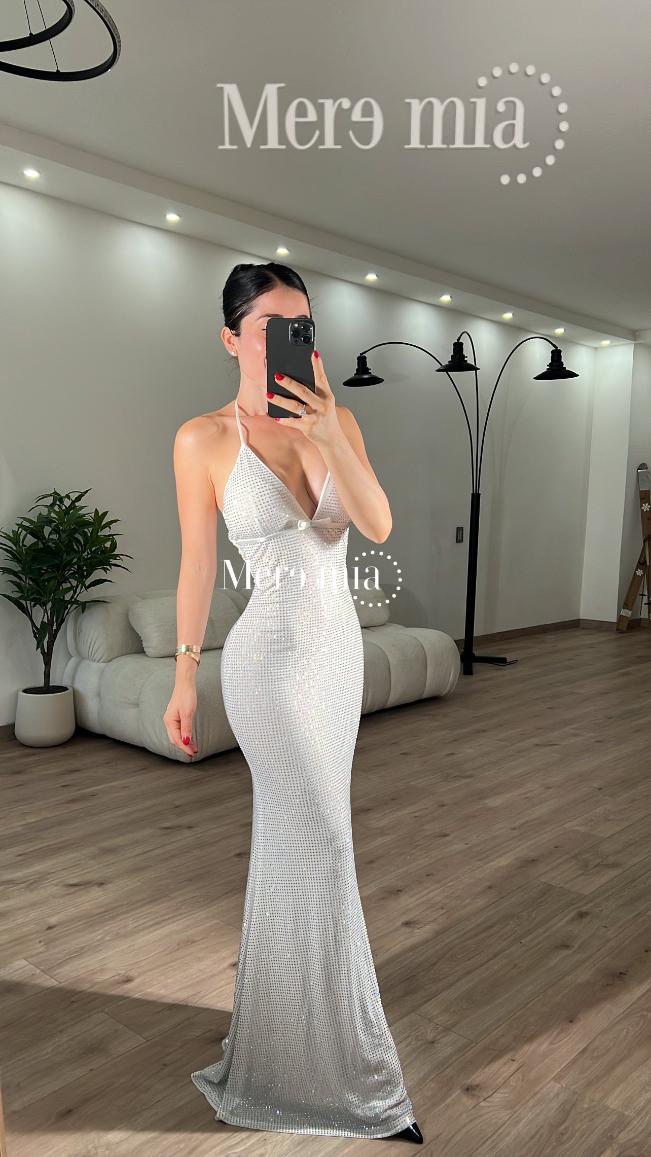 Vestido blanco moño puntos