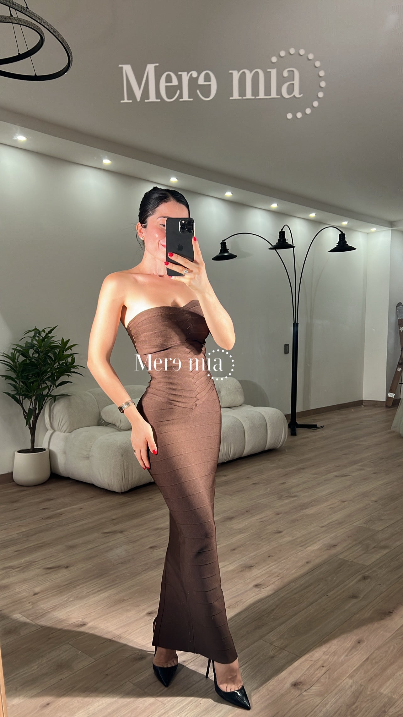 Vestido tiras fruncido largo