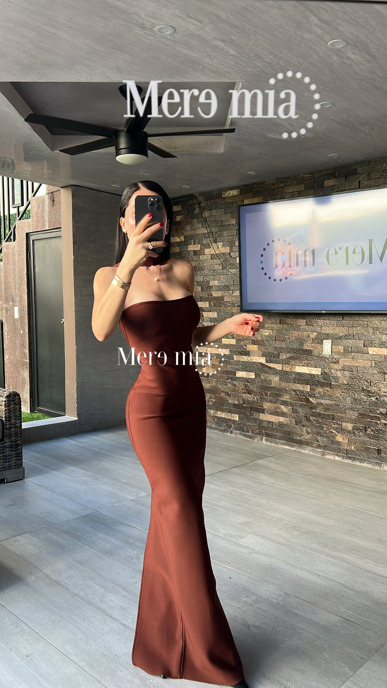 Vestido café halter