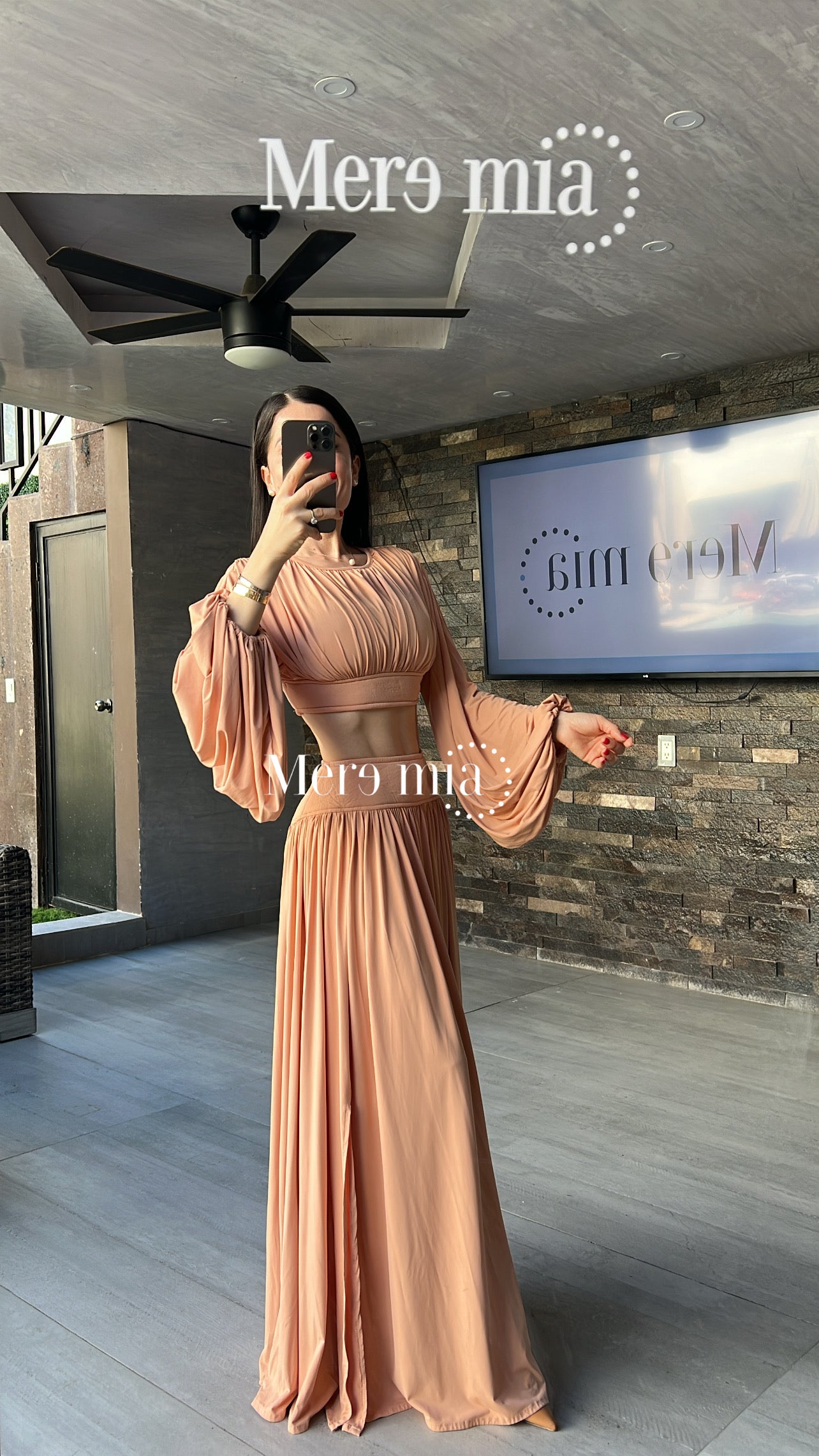 Conjunto plisado mangas bombachas