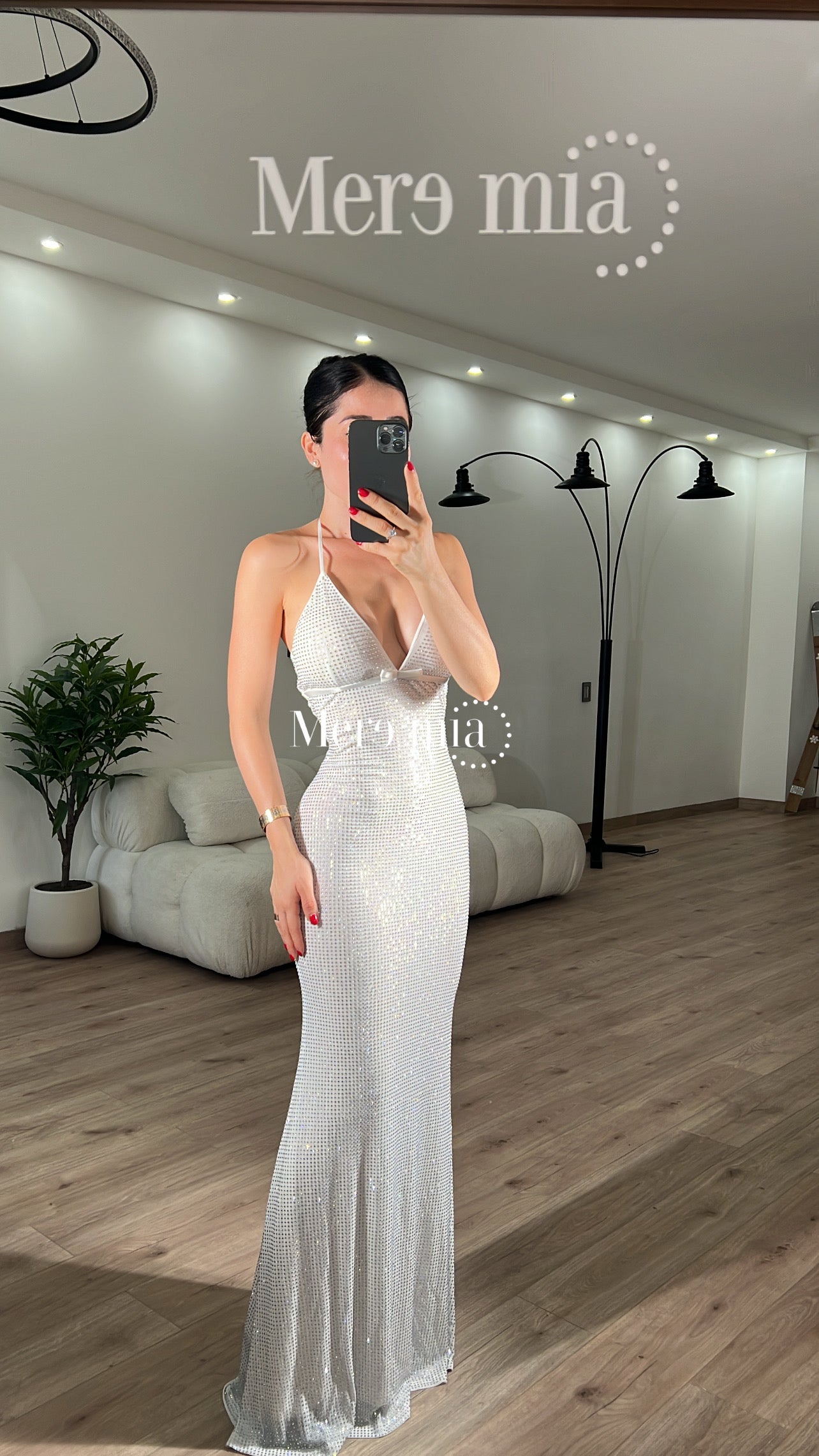 Vestido blanco moño puntos