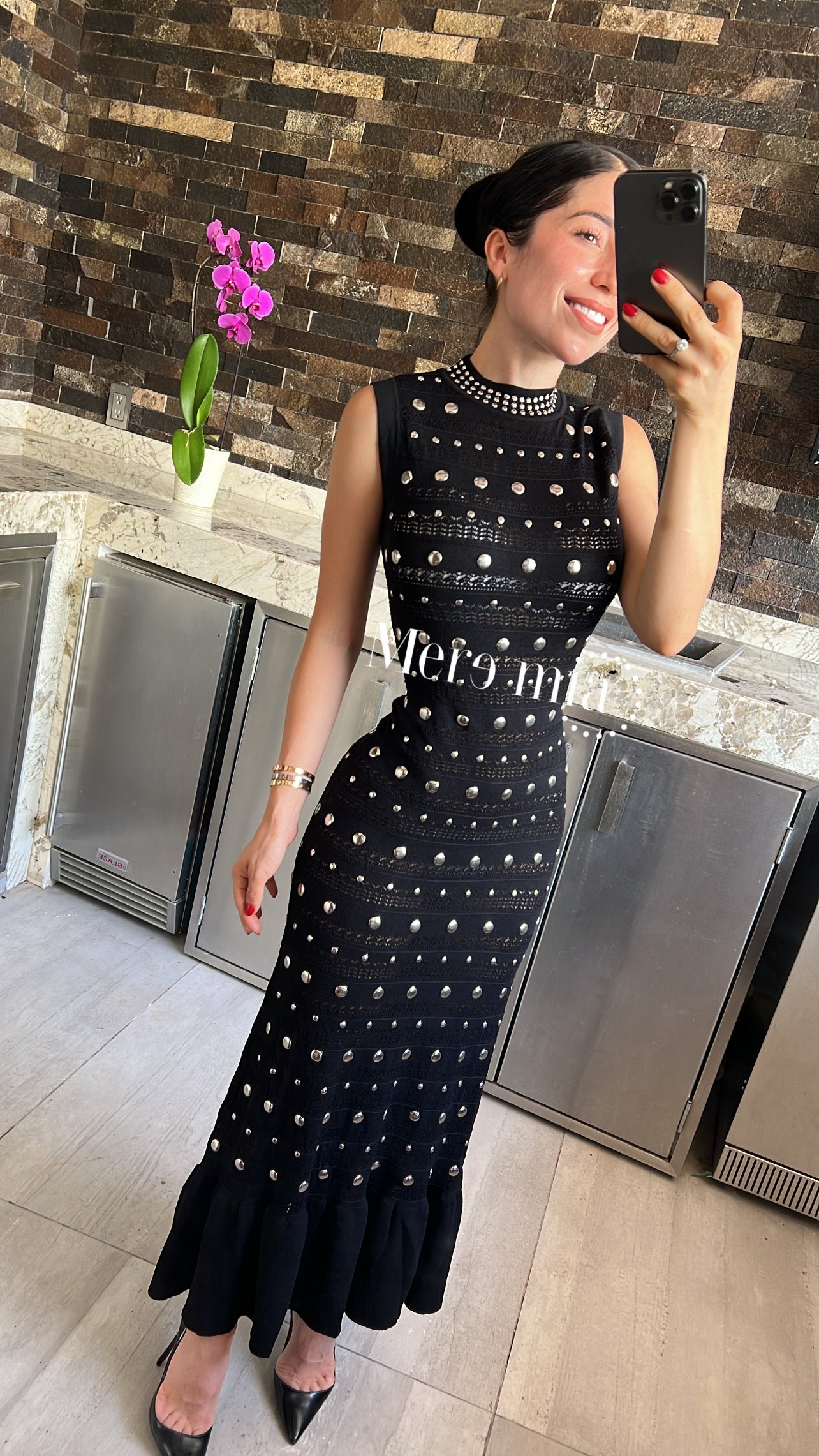 Vestido estoperoles olanes