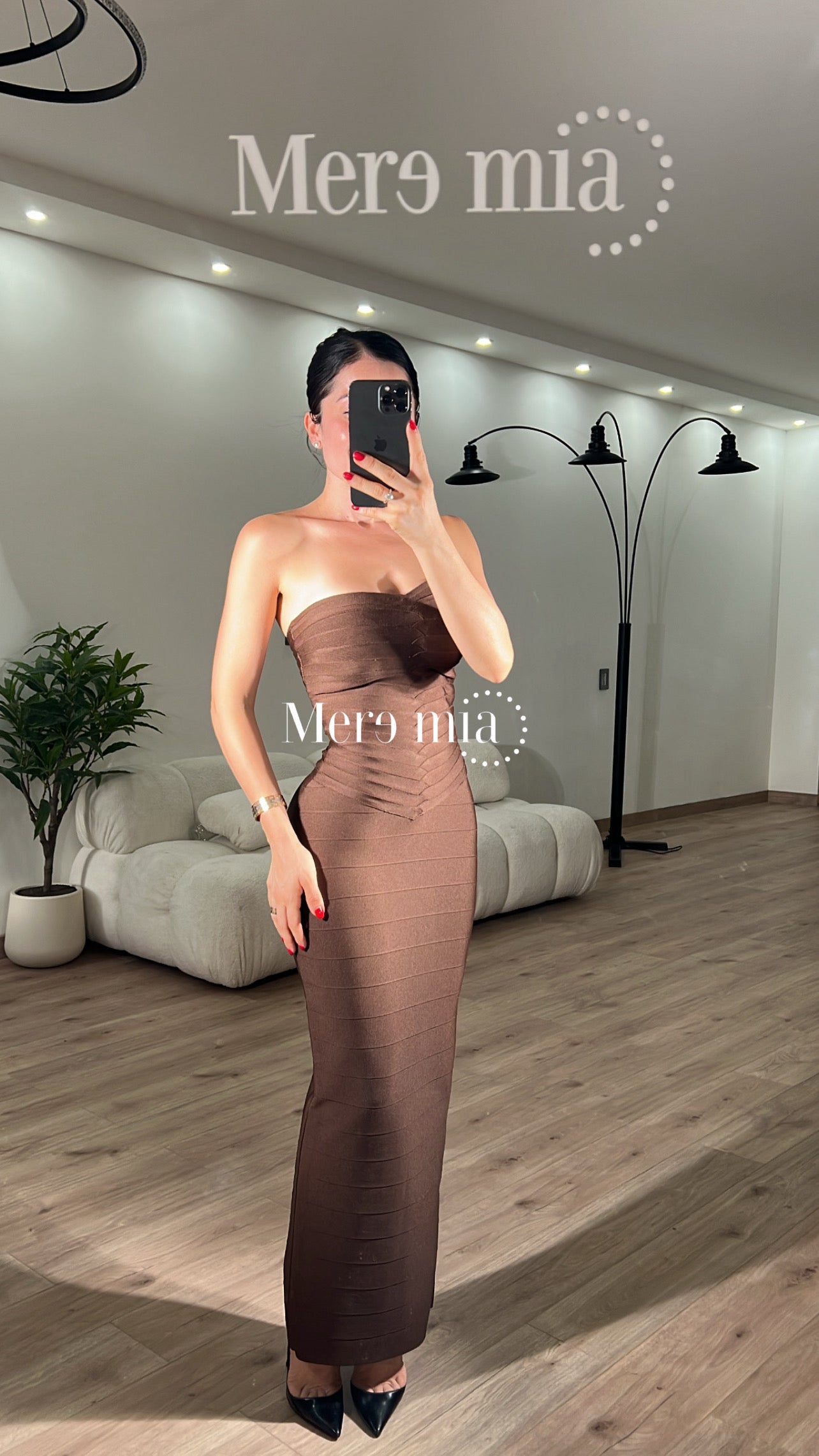 Vestido tiras fruncido largo